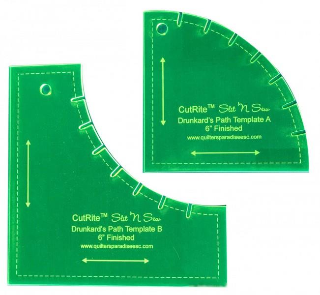Slit 'n Sew Drunkards Path Template - 6" Finished