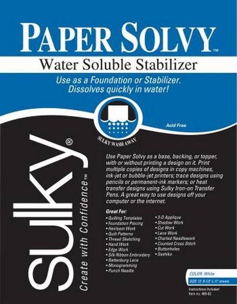 Sulky Paper Solvy Water Soluble Stabilizer available in Canada at The Quilt Store