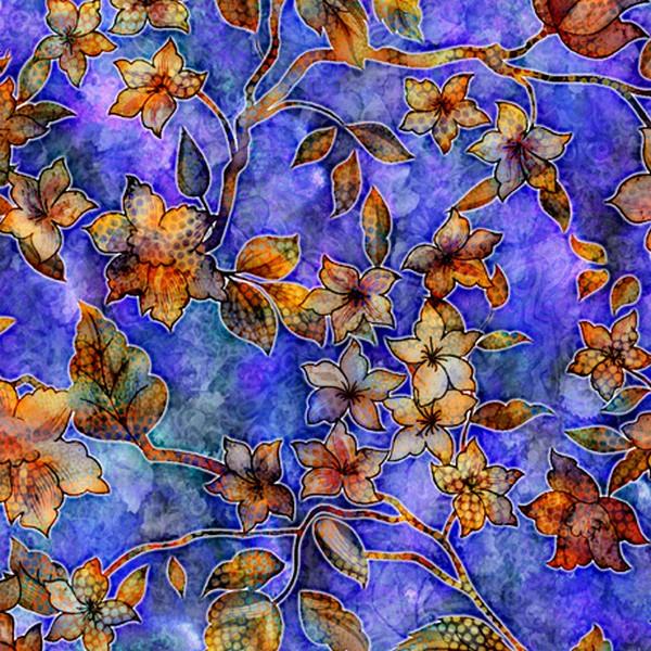 Periwinkle Floral Branches Violet by QT Fabrics available in Canada at The Quilt Store