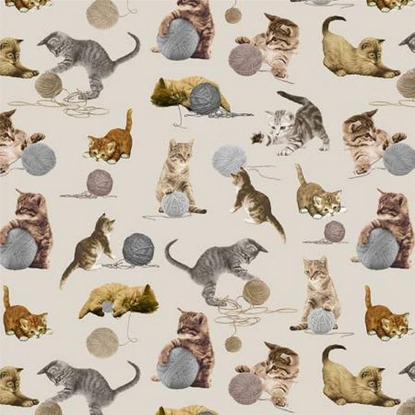 Cats & Yarn Taupe by Timeless Treasures available in Canada at The Quilt Store