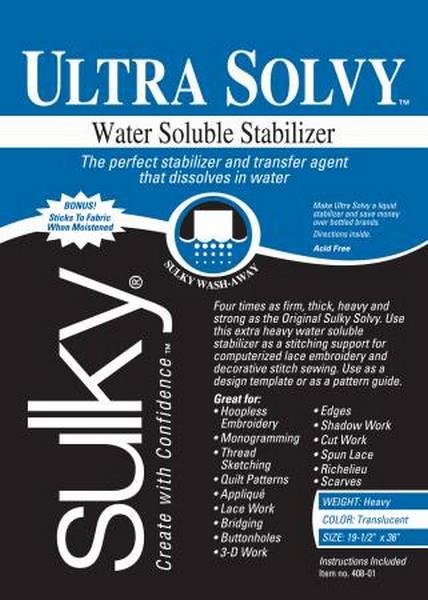 Ultra Solvy Water Soluble Stabilizer available in Canada at The Quilt Store