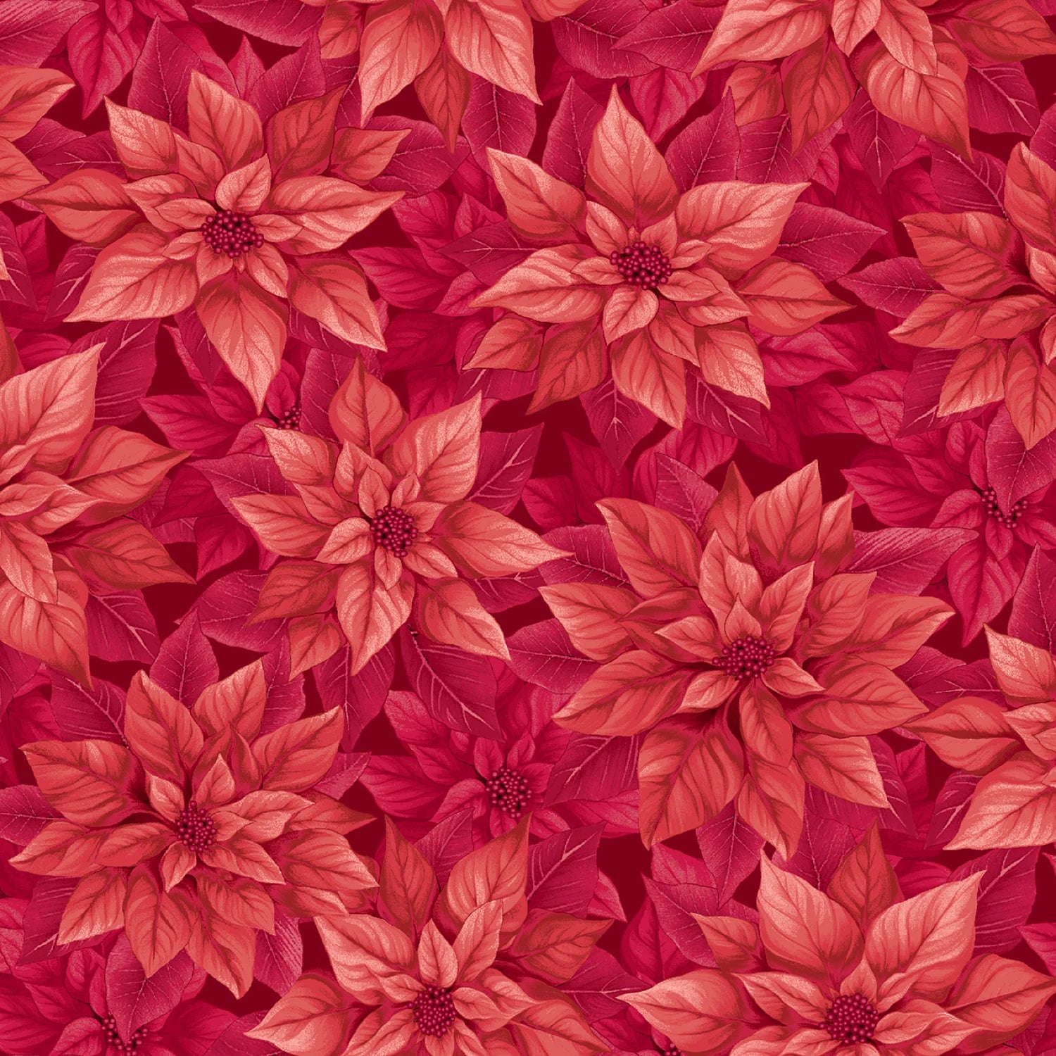 Poinsettia Splendor - Red 108" Wideback