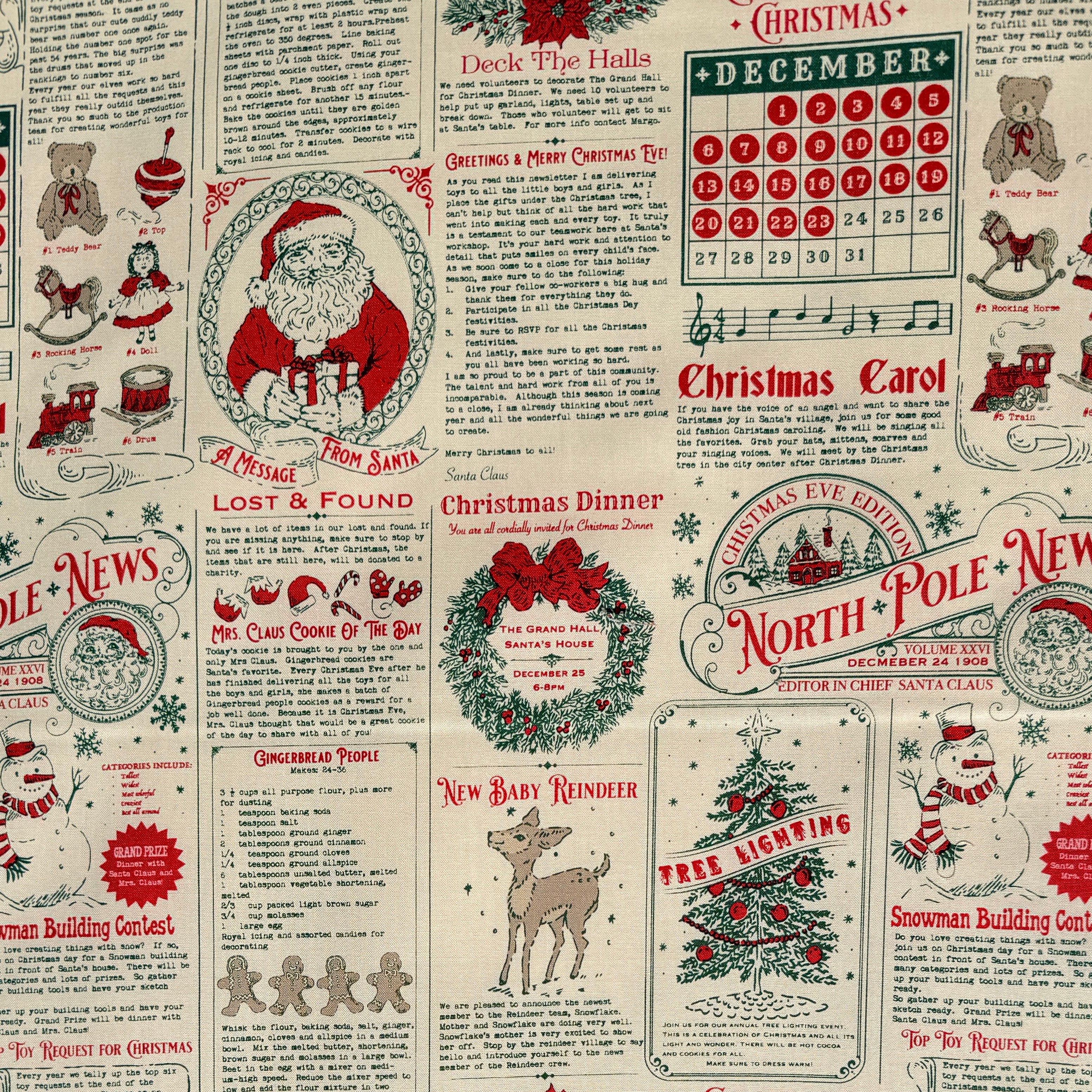 Holiday Cheer North Pole News Text and Words Vintage Newsprint