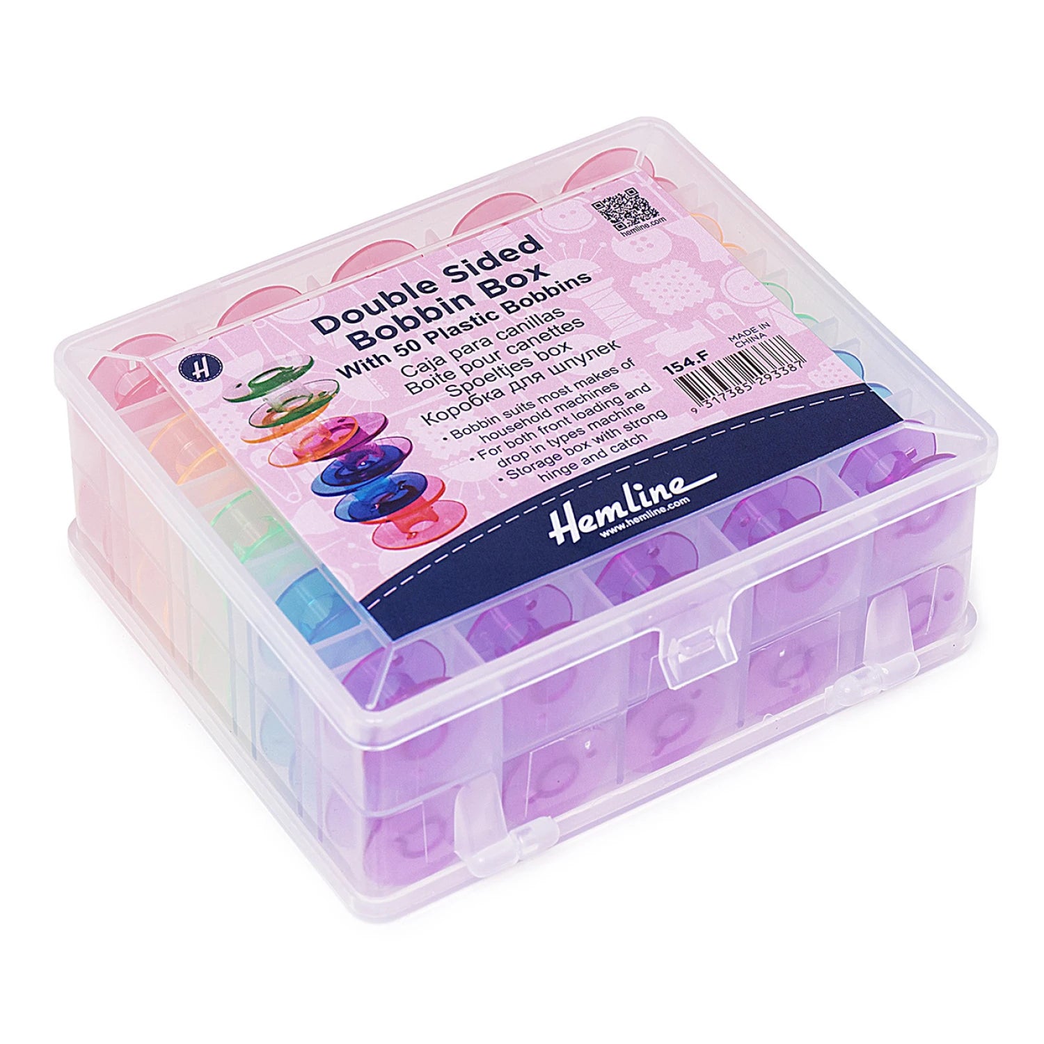 Double Sided Bobbin Box (50 Multi Coloured Bobbins)