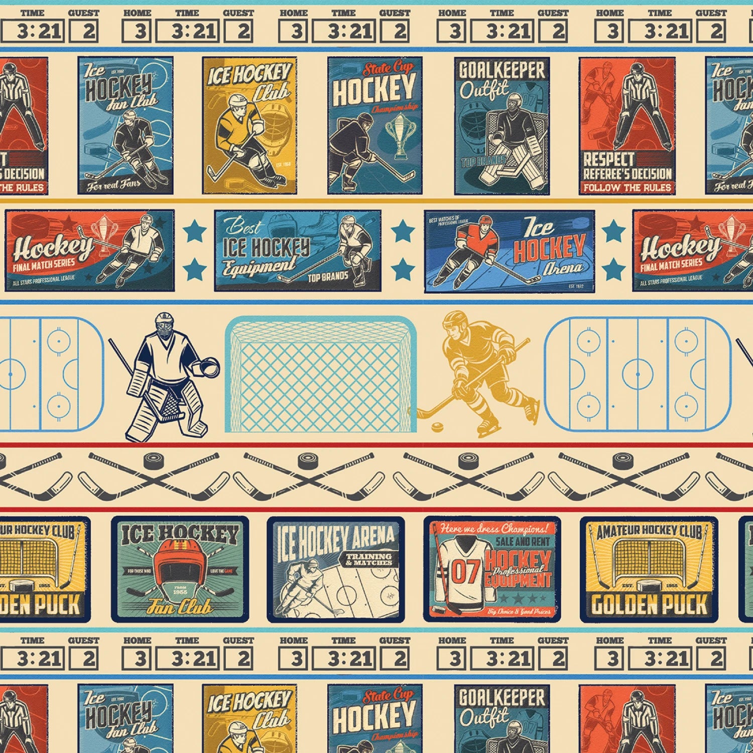Ice Hockey Stripe Tan Multi Stripe