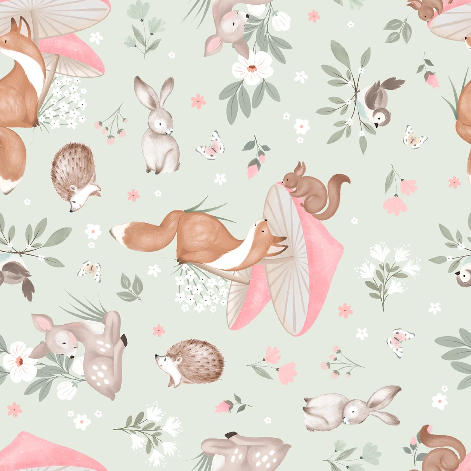 Sweet Woodland Cuddly Critter Garden - Light Green