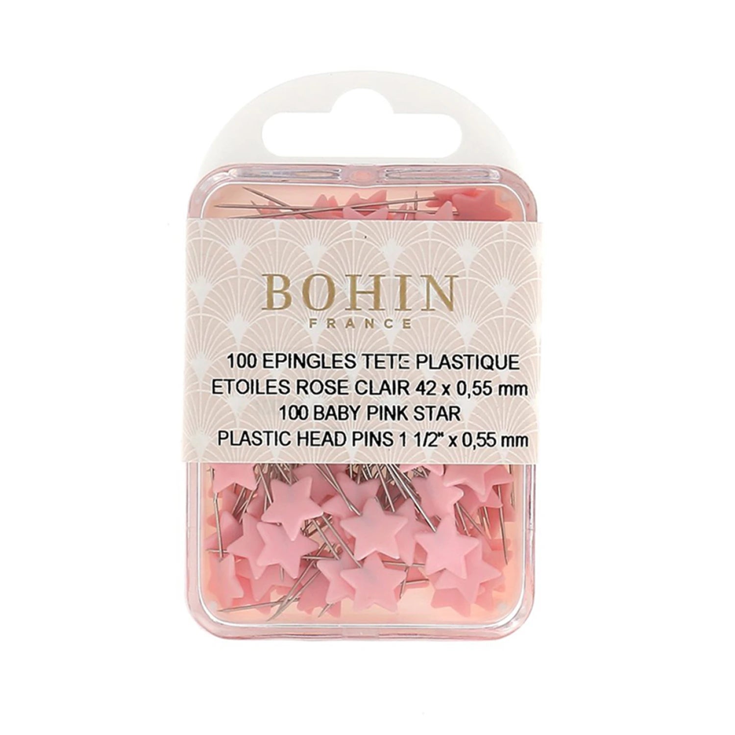 Plastic Flat Head Pins Pink Stars