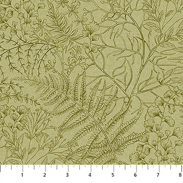 Natural Elements Light Green Toile Leaves