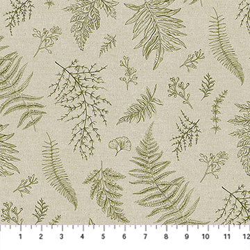 Natural Elements Taupe/Green Tossed Ferns