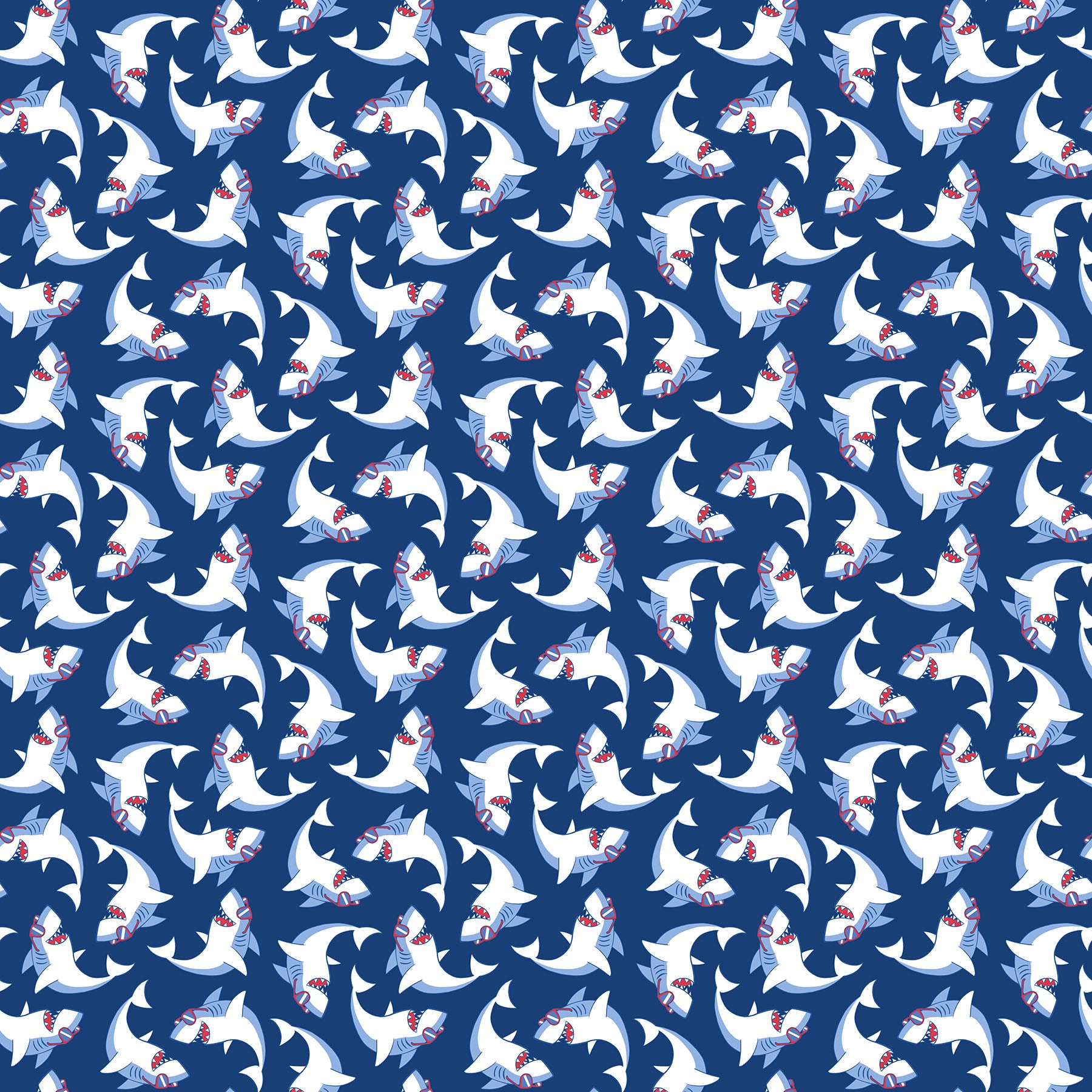 Shark Attack Tossed Sharks Navy Blue