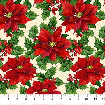 Deck the Halls Beige Poinsettia's