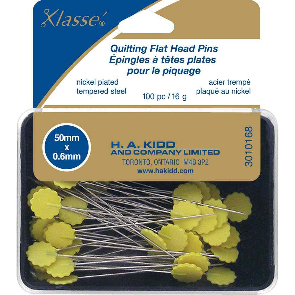 KLASSE Quilting Flathead Yellow Pins - 100pcs - 50mm (2″)