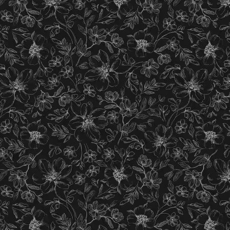 Scarlet Dreams - Floral Toile Black