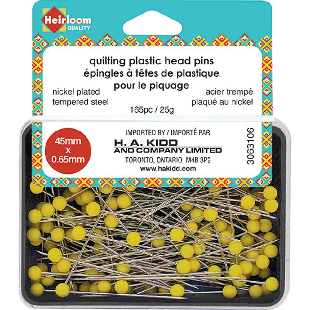 Heirloom Plastic Head Pins Yellow