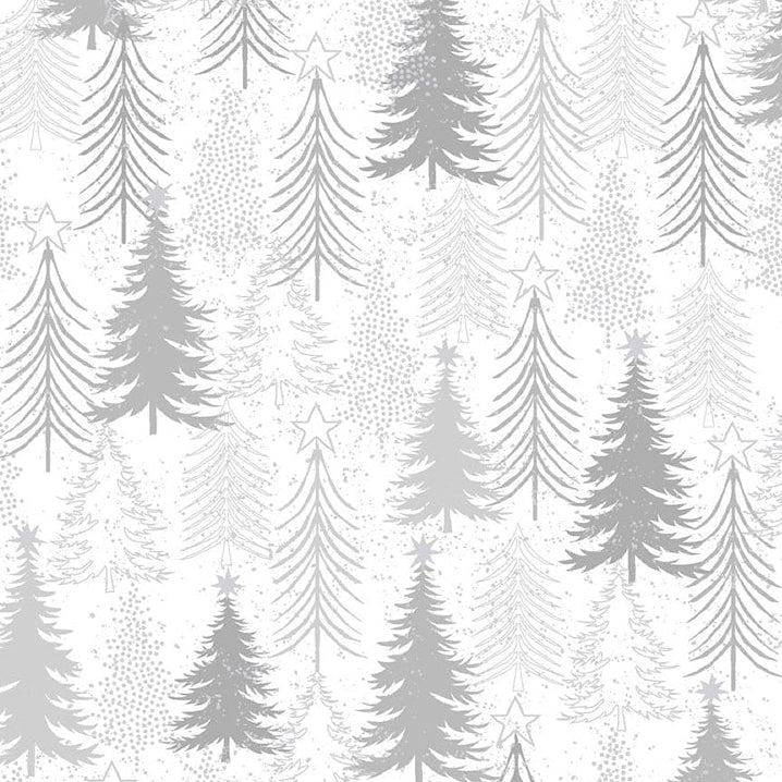 Snow Crystals White Silver Trees