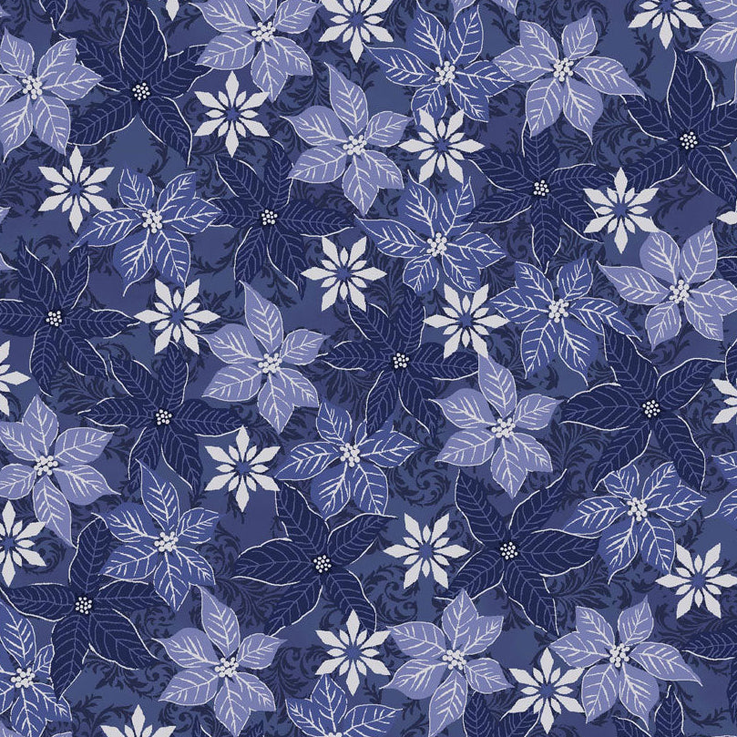 Snow Crystals Poinsettia - Blue and Silver