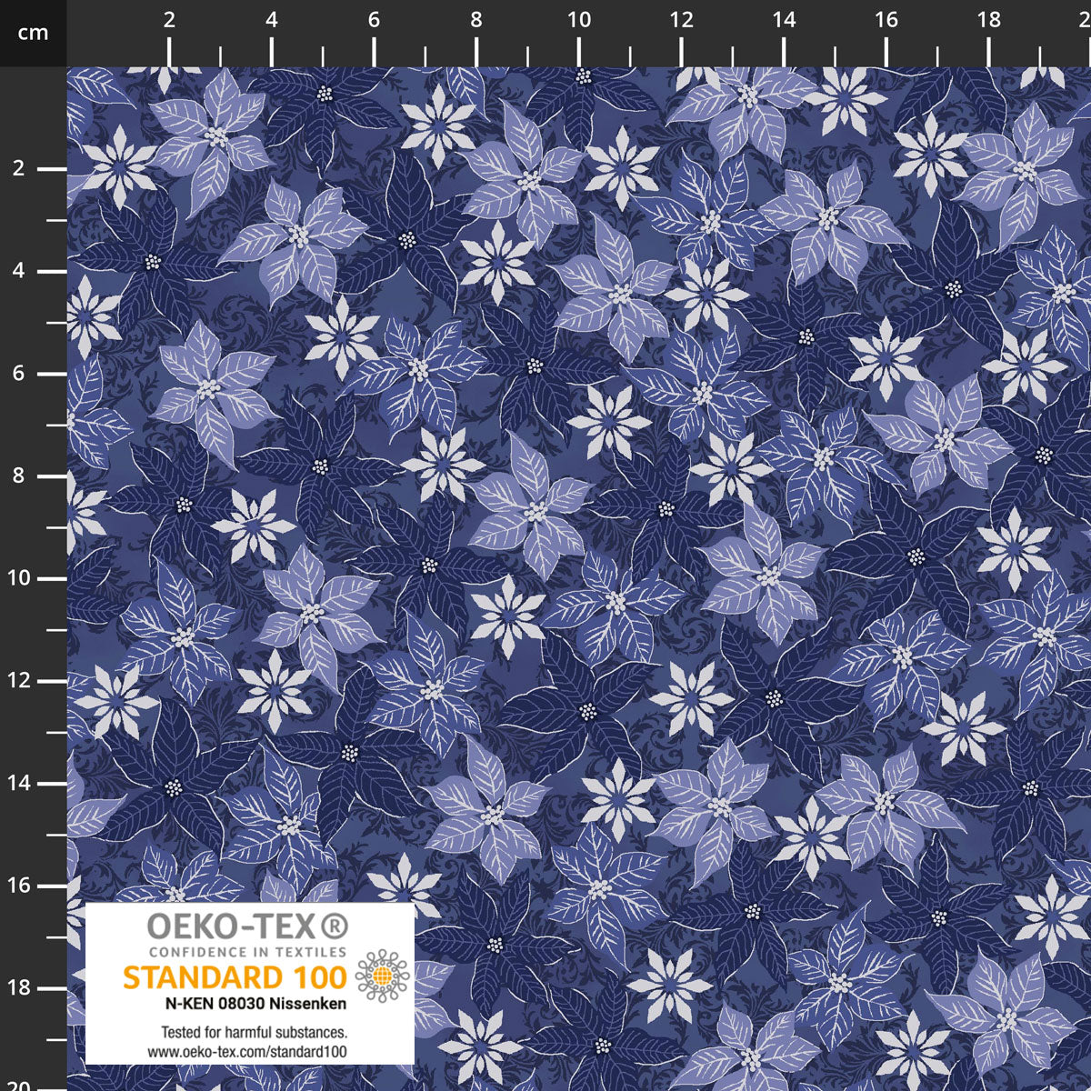Snow Crystals Poinsettia - Blue and Silver