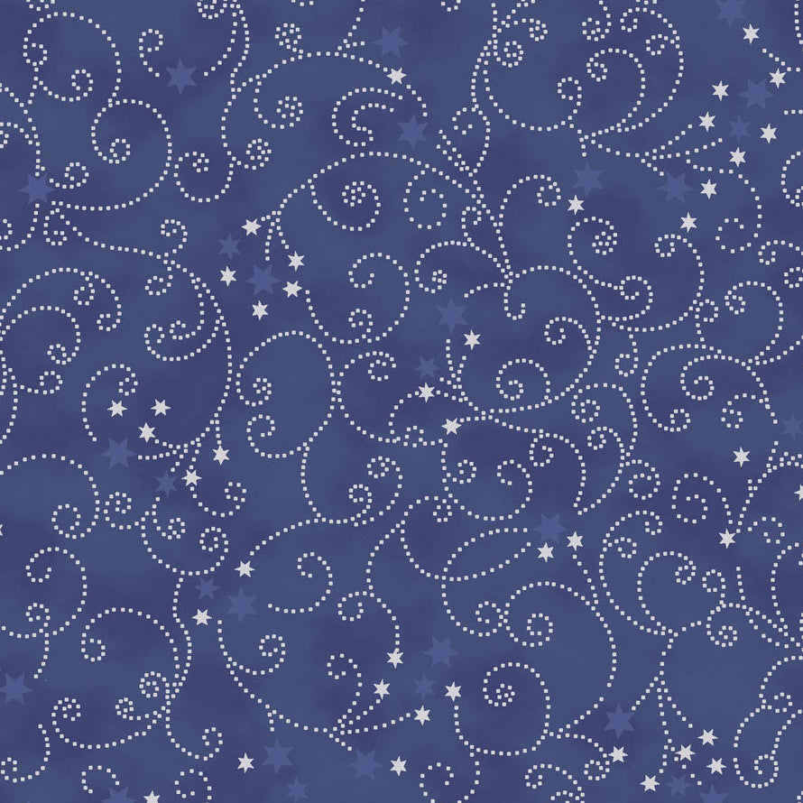 Snow Crystals Ornaments & Stars Navy Blue and Silver