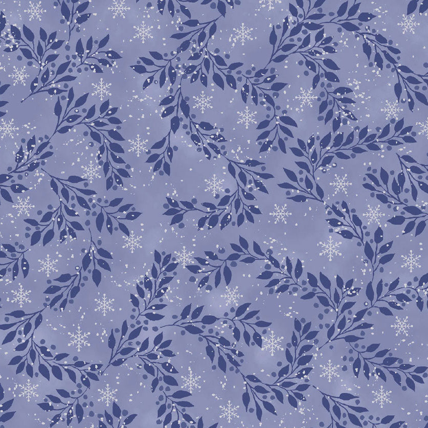 Snow Crystals Snowflake Vines - Blue and Silver