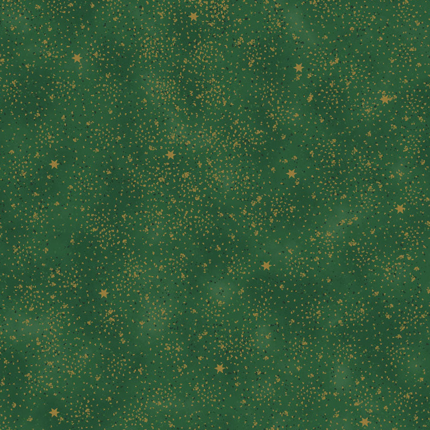 Snow Crystals Splatter - Green and Gold