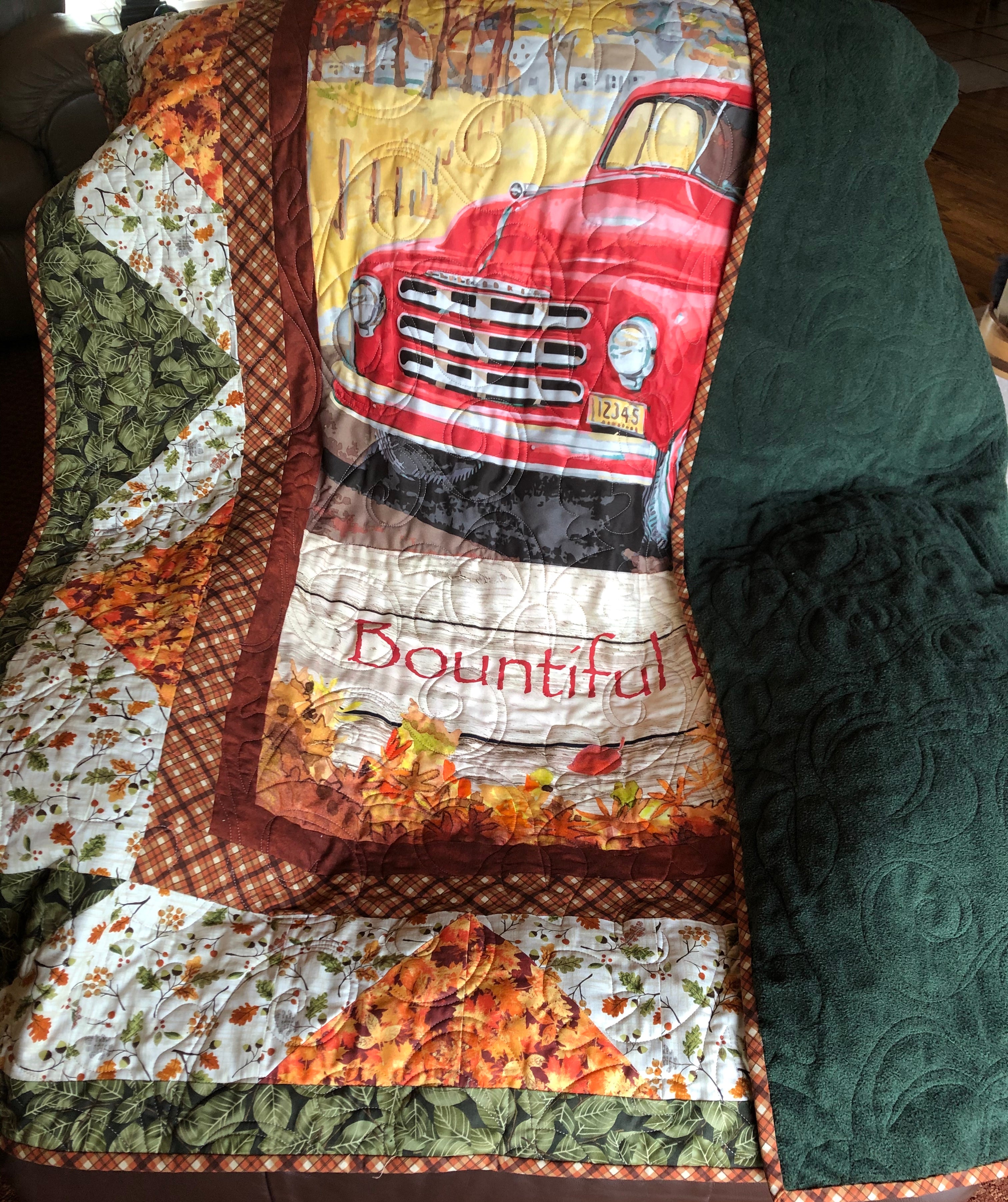 Fall Truck Bountiful Blessings Lap Quilt Quilt Kit