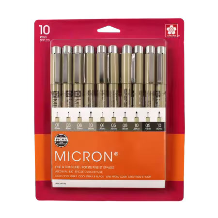 Sakura Pigma Micron 08 Pen Set Black & Gray 10pk