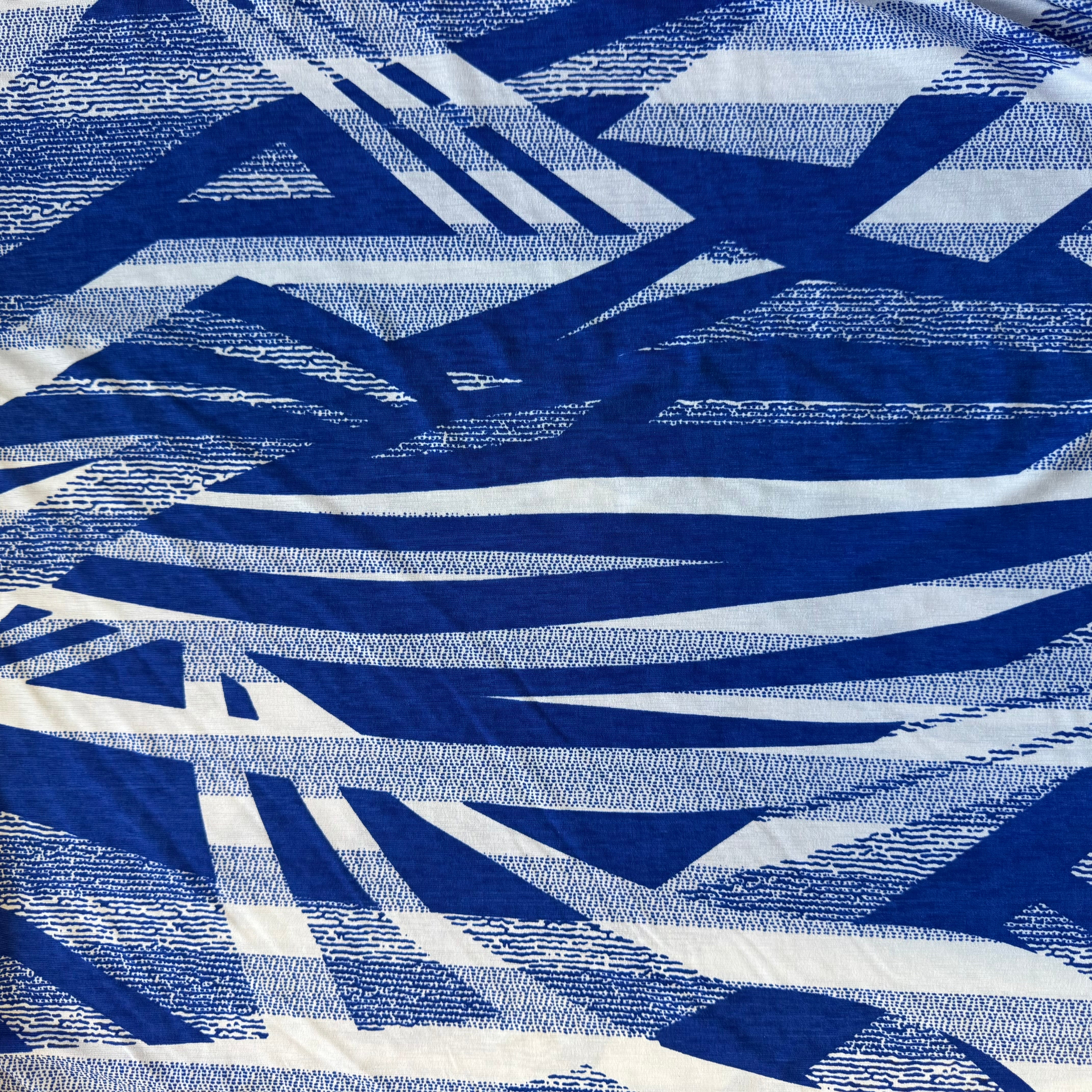 White/Royal Spandex and Polyester Blend