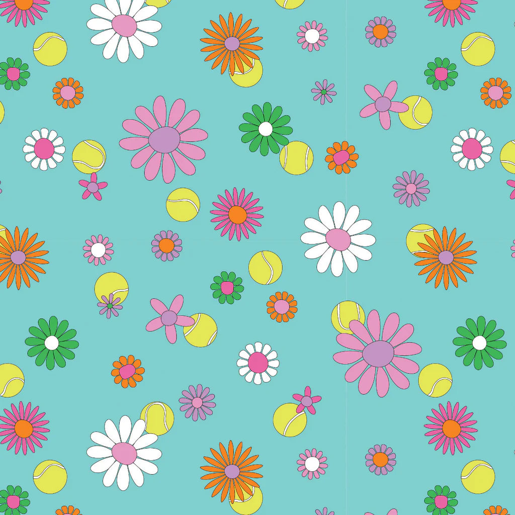 Serving Summer Tennis Floral - Aqua