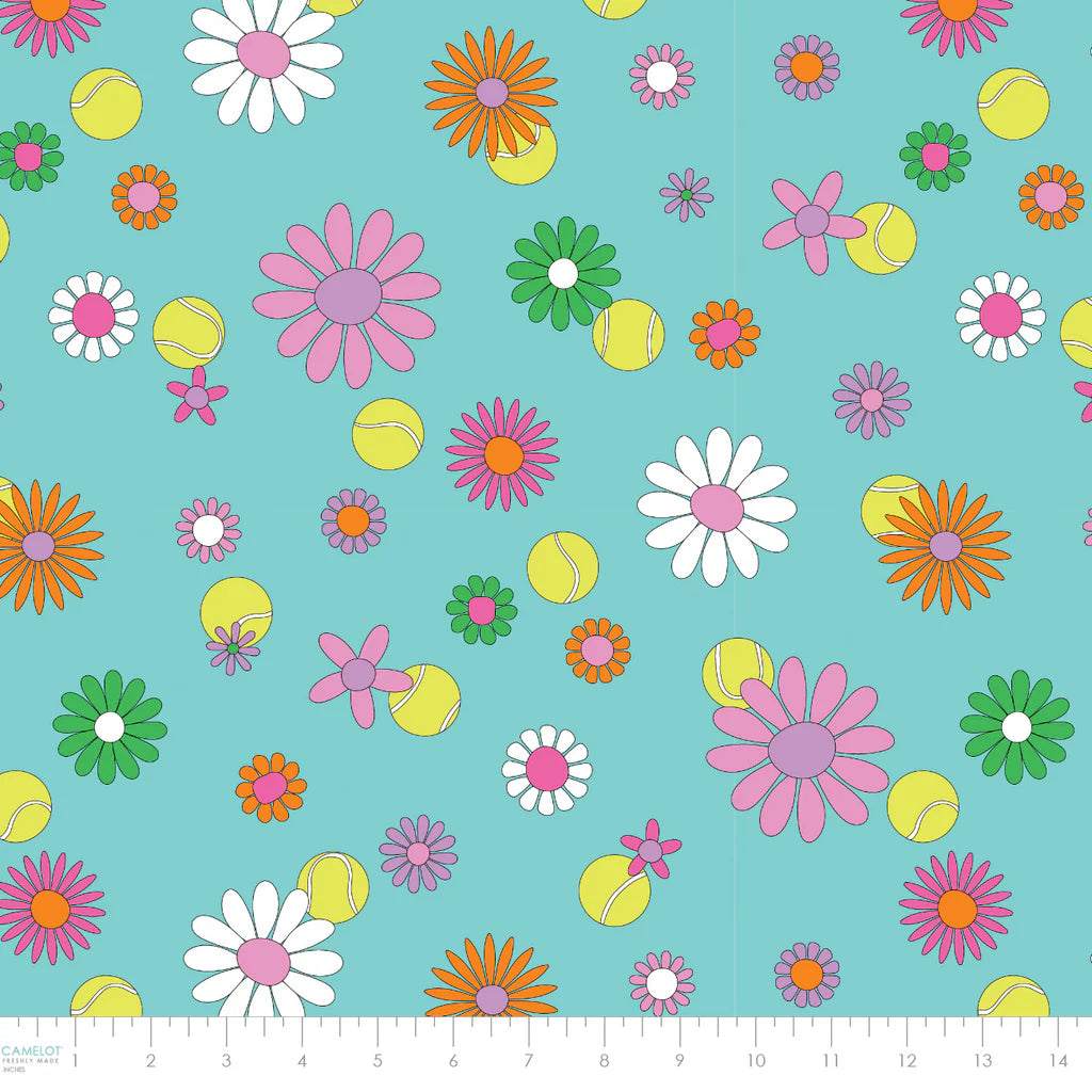 Serving Summer Tennis Floral - Aqua