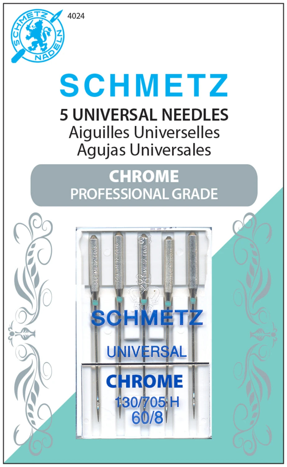 Schmetz Universal Chrome Needle Size 60/8 - 5 Pack