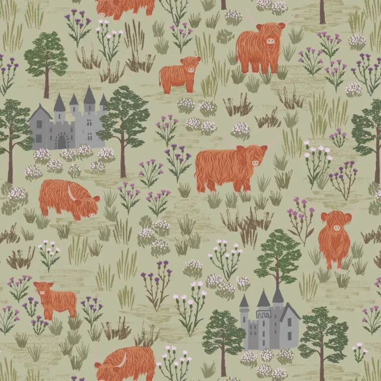 Castles & Highland Cows Flannel