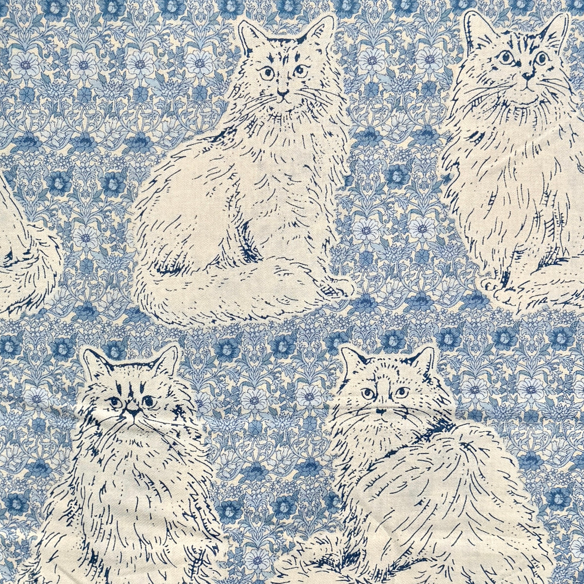 Sevenberry Floral Cats - Blue