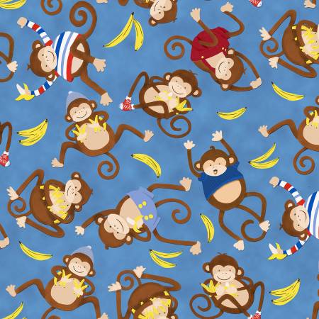 Monkey Business Monkeys on Blue