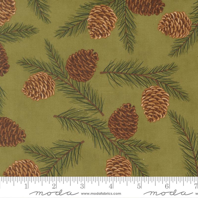 Northwoods Lodge Pinecones Greenery Landscape and Nature - Light Green