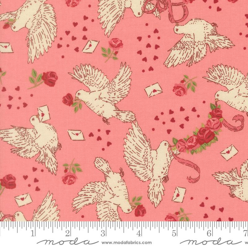 Je Taime Doves True Love Valentines Birds Hearts Flower - Pink