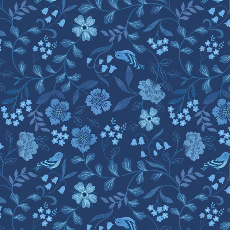 Brensham blue floral - 108" Wideback