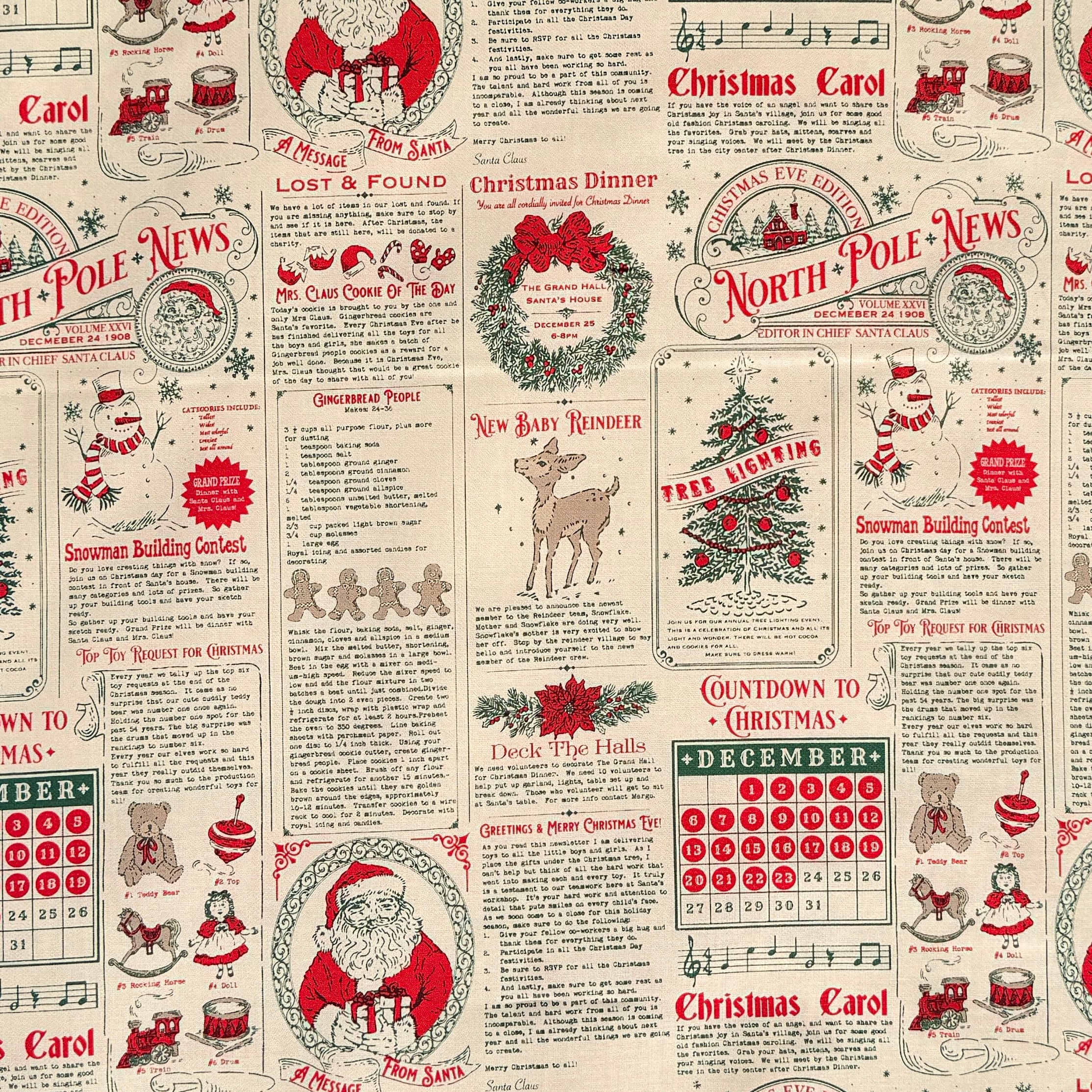 Holiday Cheer North Pole News Text and Words Vintage Newsprint