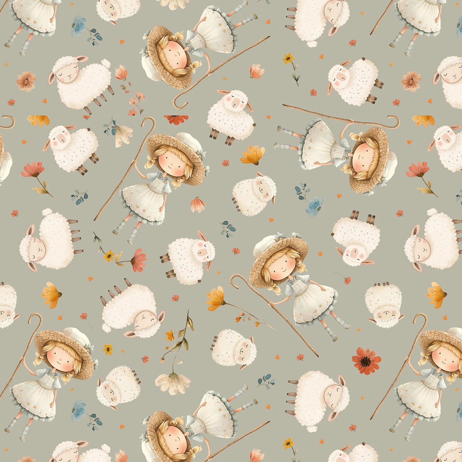 Nursery Rhyme Time Little Bo Peep - Light Grey