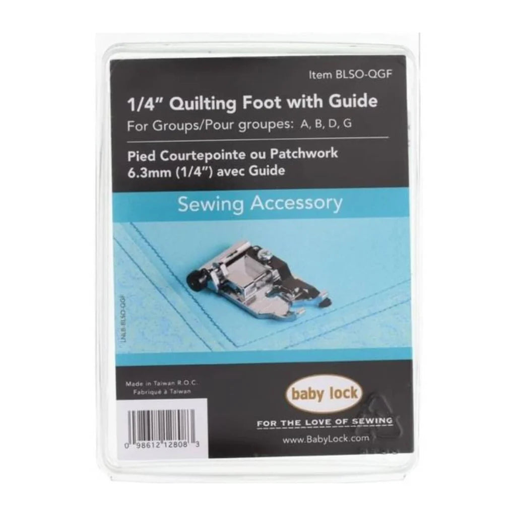 Baby Lock Quarter Inch Quilting Foot With Fabric Guide and Lock Pin