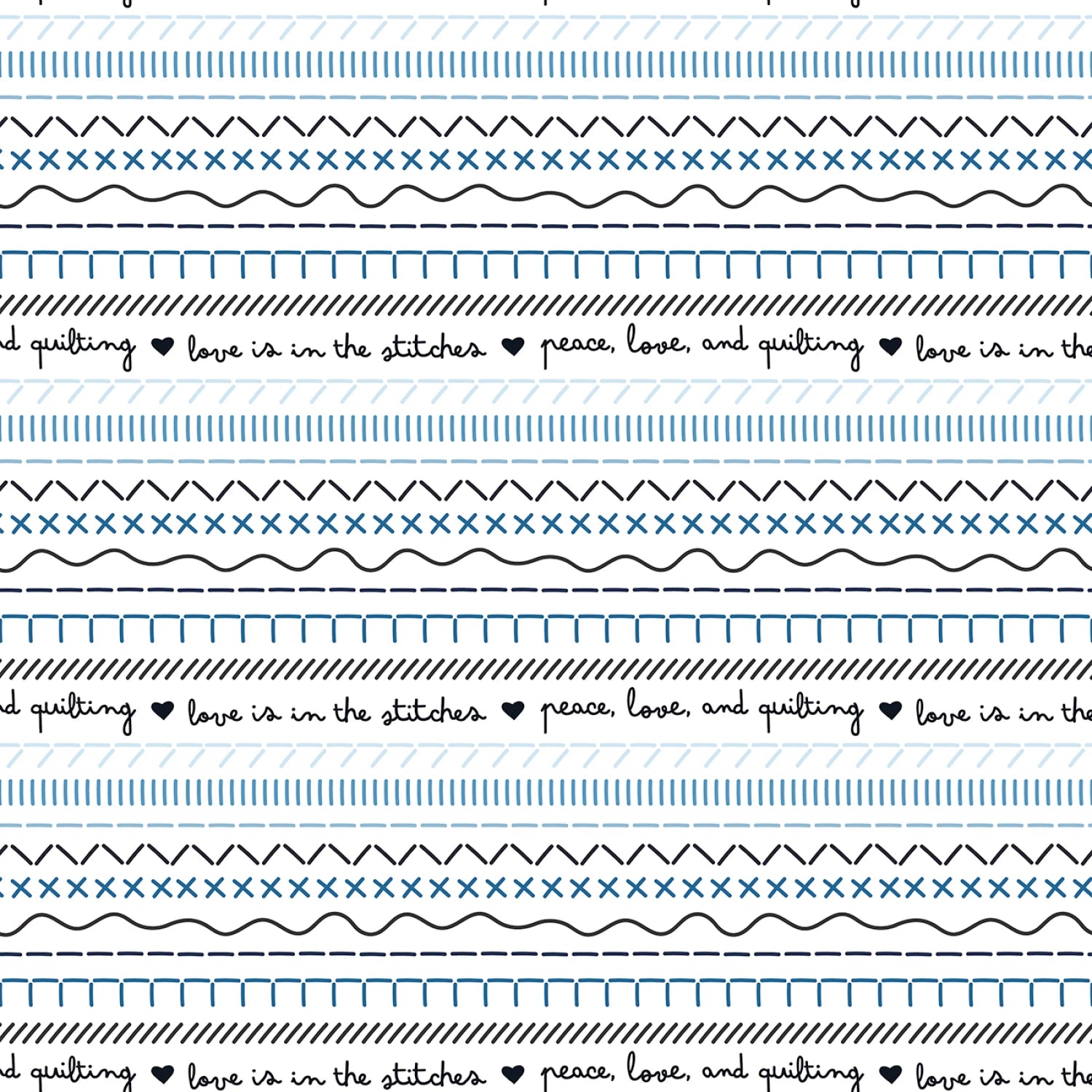 Blue Blooms and Threads Stitches White