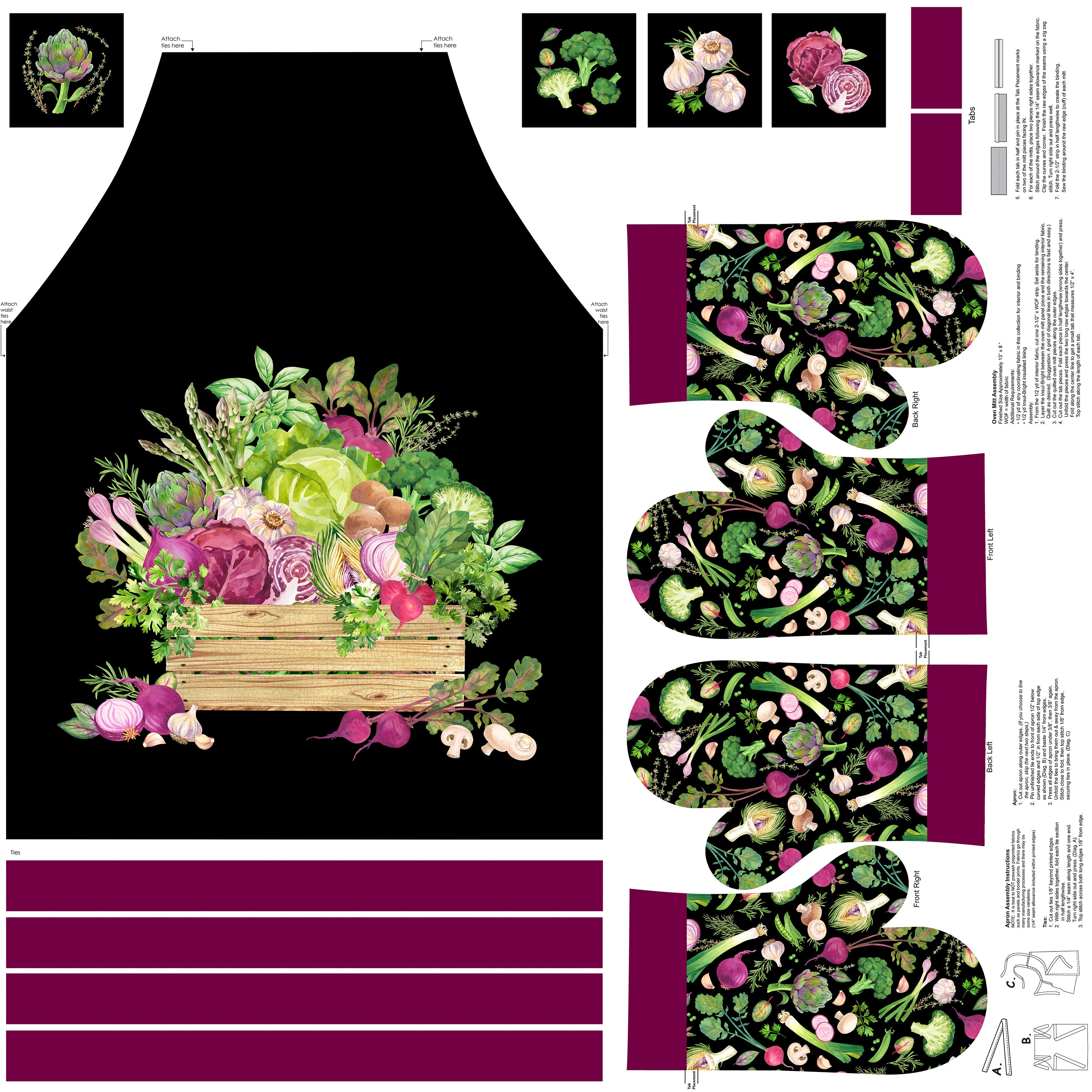 Market Garden Canvas Apron & Oven Mitt Panel