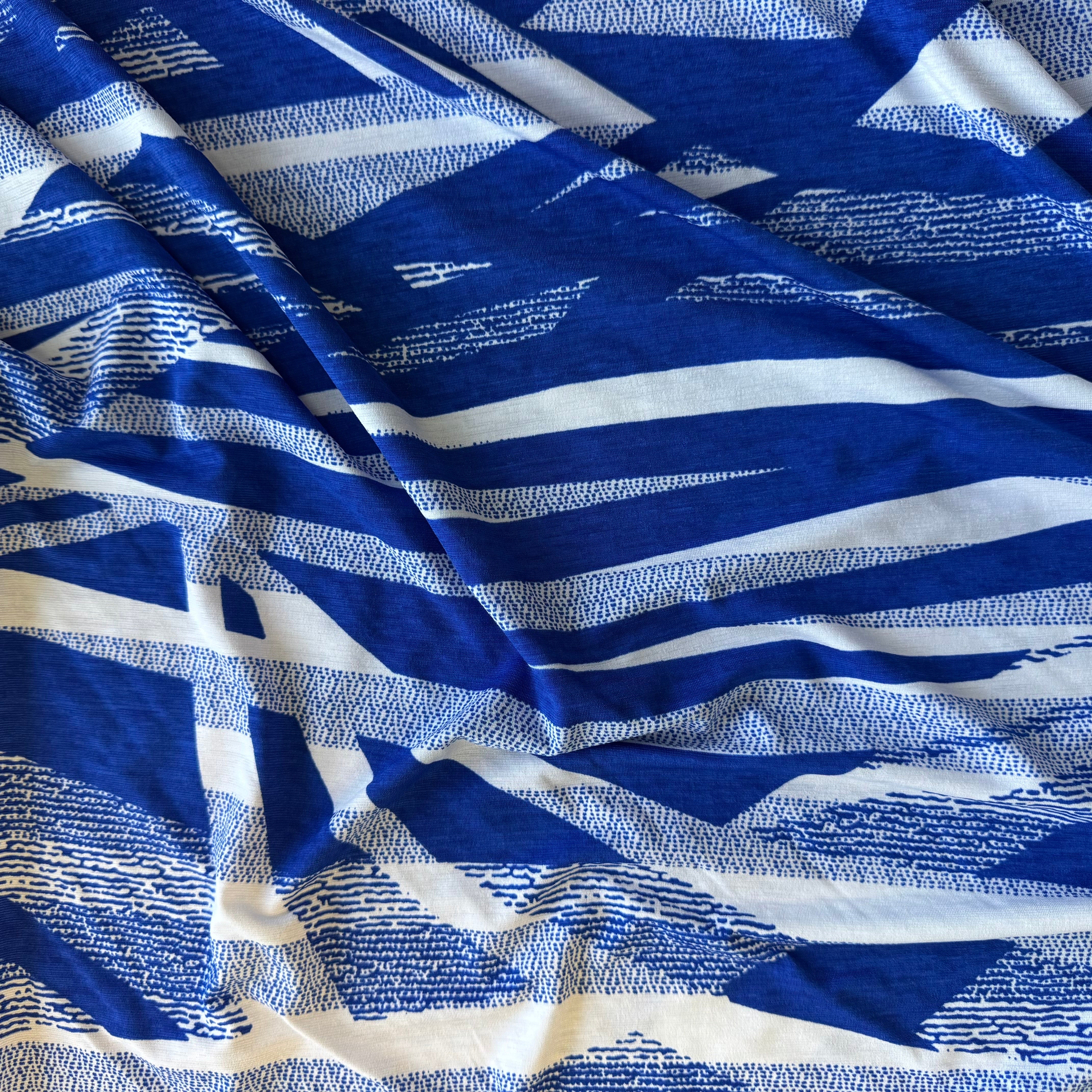 White/Royal Spandex and Polyester Blend