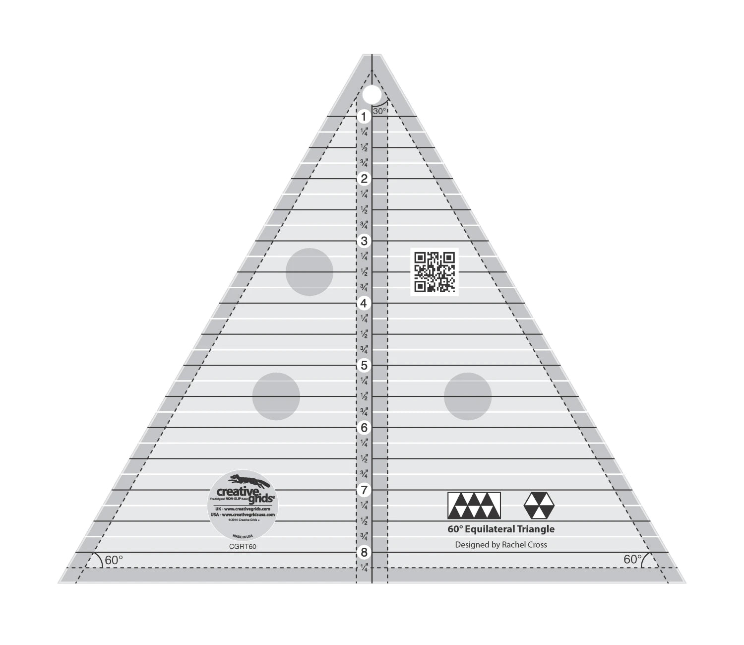 Creative Grids Quilt Ruler 60 Degree 8-1/2in Triangle