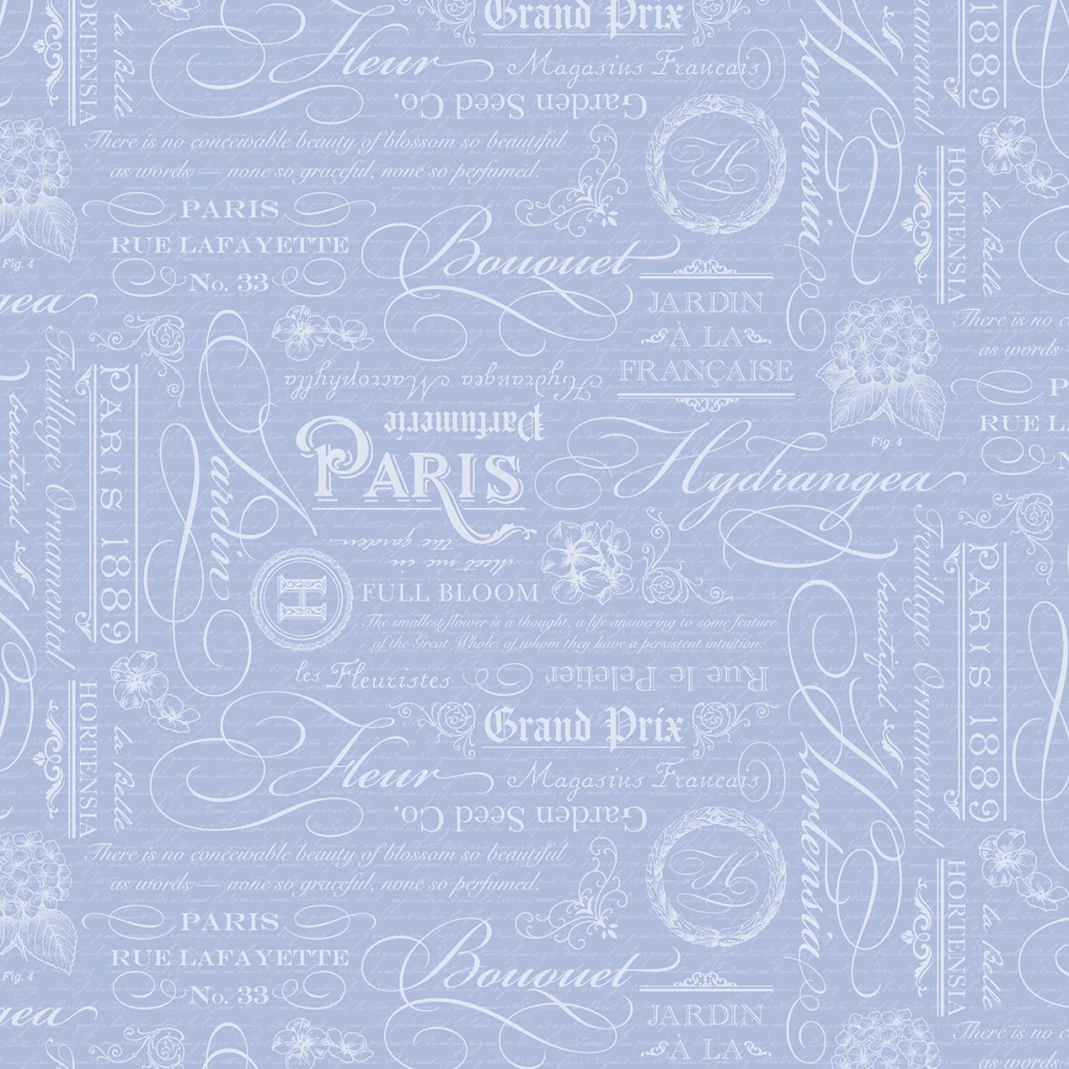 Hydrangeas In The Garden Text - Blue Pearl