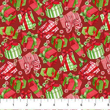 Vintage Christmas Dark Red Presents