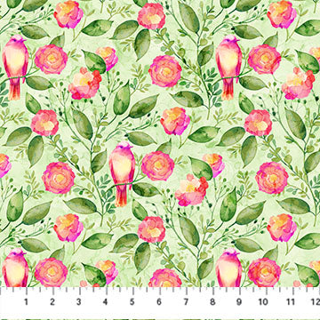 Veranda Floral & Birds Pale Green