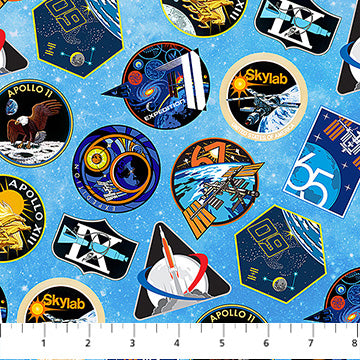 Space Odyssey-Light Blue NASA Symbols