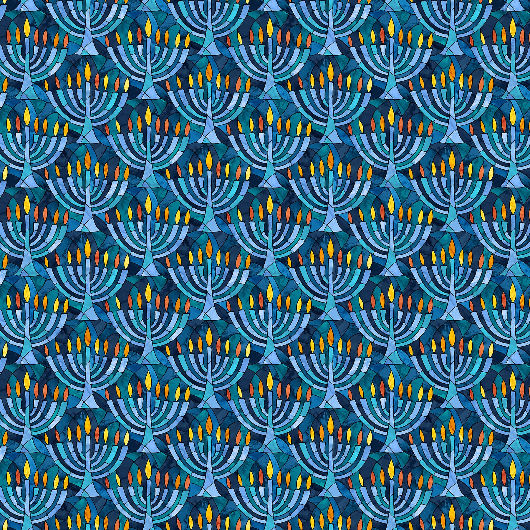 Hanukkah Lights Blue Menorahs