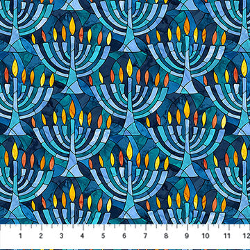 Hanukkah Lights Blue Menorahs