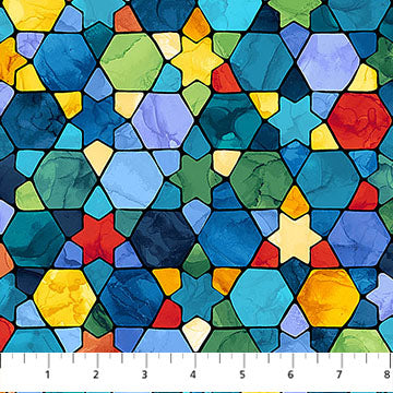 Hanukkah Lights Blue Multi Stained Glass